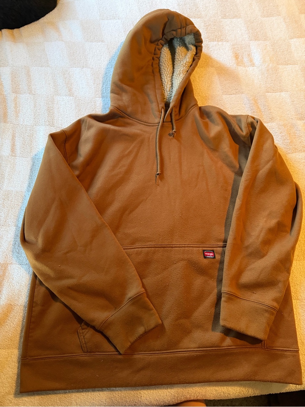 Wrangler Brown Sherpa-Lined Hooded Pullover Sweatshirt
